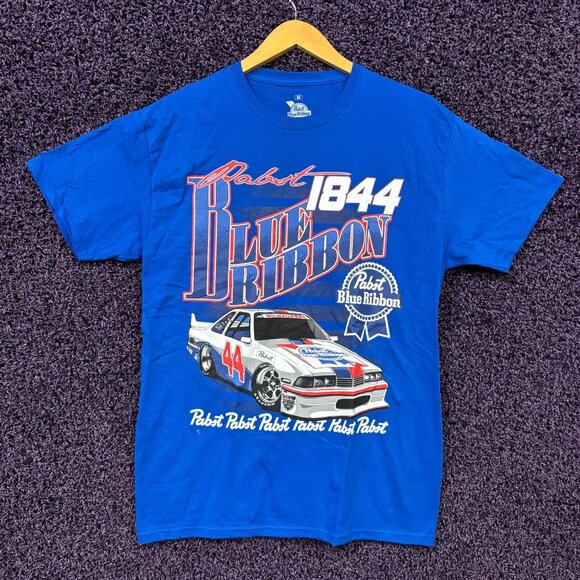 Pabst Blue Ribbon Racing Team Est 1844 Beer Promo T-Shirt M - Picture 1 of 4